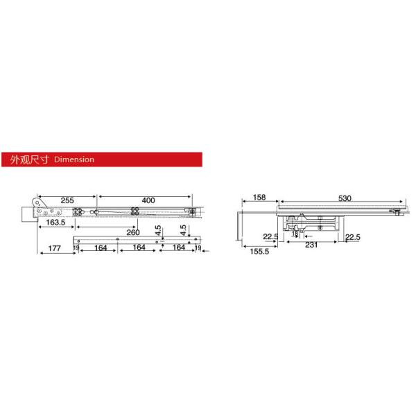 Door closer JYC-080, square type, 35-60kgs, material steel, finishing powder coating