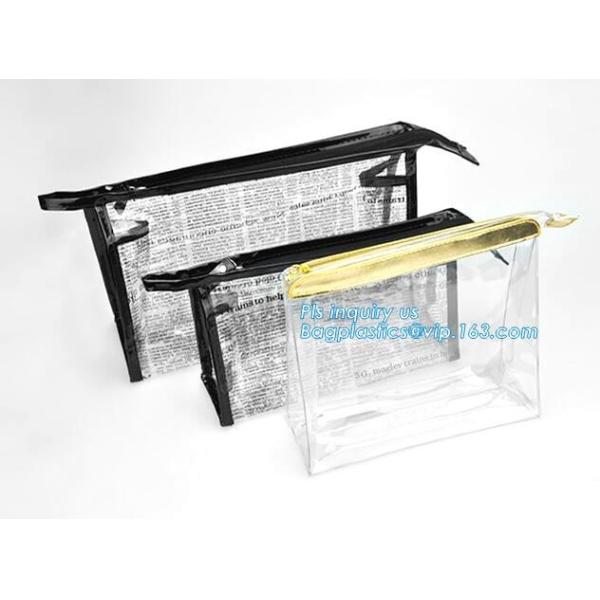 makeup cosmetic bag beauty flat pouch, bag clear vinyl pvc packaging bag with slider zipper, vinyl slider zipper bag,zip
