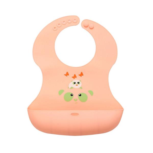 Pink Animal Silicone Baby Bibs Lightweight For 6 - 36 Months Unisex Babies