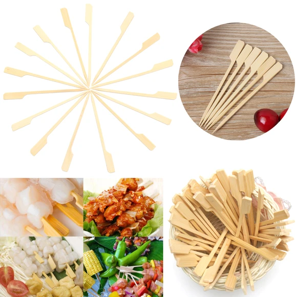 Disposable Bamboo Wooden BBQ Skewers Sticks 18cm Double Pronged