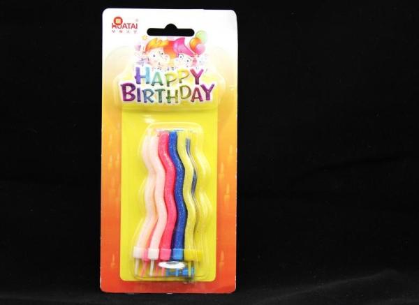 Glitter Wave Shaped Birthday Party Candles With Plastic Holder No Harm No Dripping