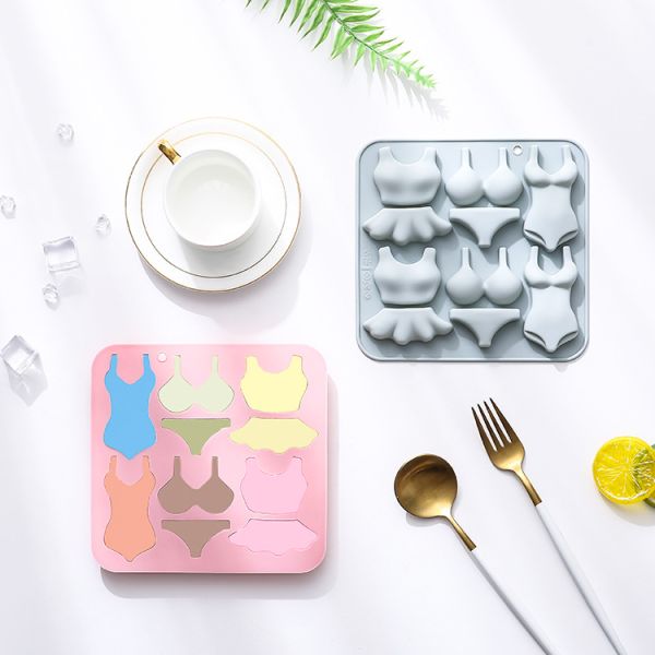 10 Cavity Clothing Design Chocolate Candy Mold SHU XIN YZ-55 Eco-Friendly Silicone Baking Tool for Bikini Shaped 3D