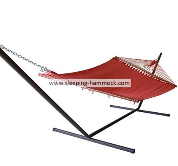 Red 12 Ft Double Rope Hammock Free Standing On Stand For Two People 140 X 216 Cm