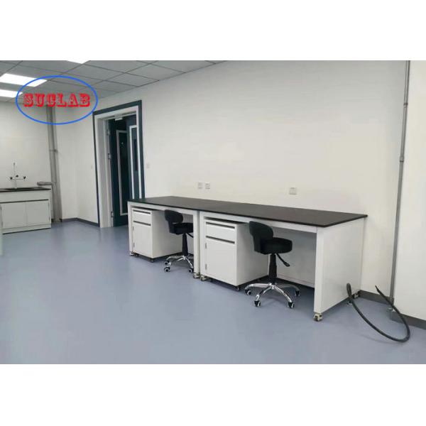 Customized Mobile Laboratory Table With White Movable Cabinet In College Lab Usage