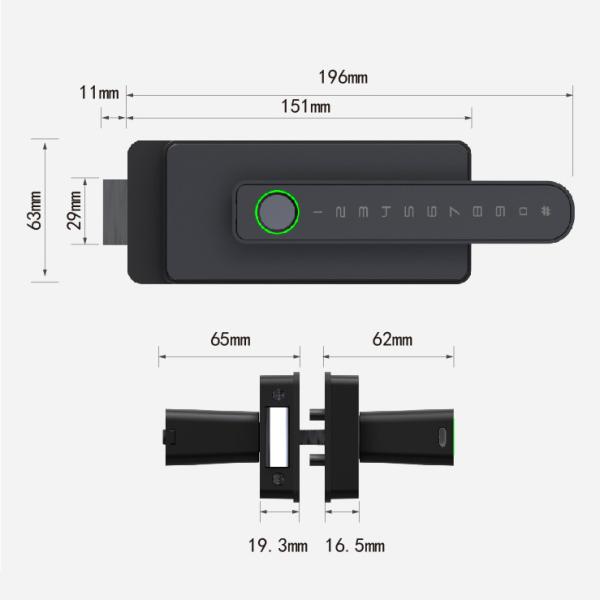 Office Tuya Wireless Control Smart Glass Door Lock Fingerprint IC Card Access