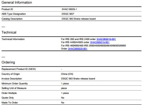 ABB 3HAC16035-1 DSQC 563 M98, M2000, botón del lanzamiento del freno del robot de M2000A