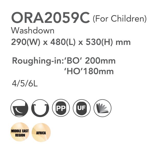 OEM Factory Dual Flush One Piece Toilets 290x480x530mm Orin OR2059C For Children
