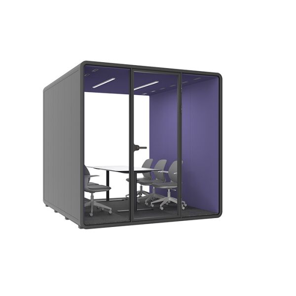 Hecor Acoustic Pod for 6-8 person Free Assembly office pods silent meeting booth with Magnetic Catch Sound Insulated room 