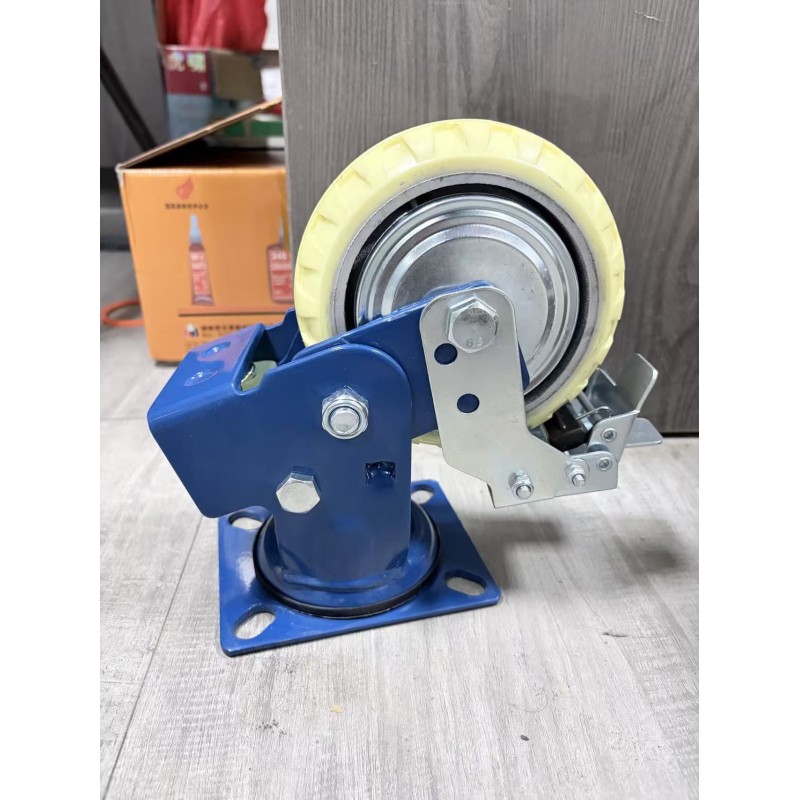  Heavy Duty PU  Wheel Industrial Caster Swivel Rigid Lockable Spring Loaded Caster 6 Inches Automotive Packaging Assembly Line 
