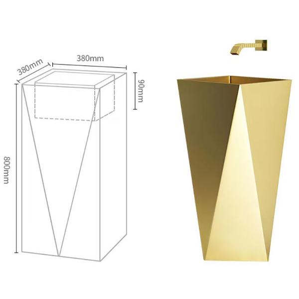 Brushed Finish Irregular Stainless Steel Pedestal Sink Floor Standing For Bathroom