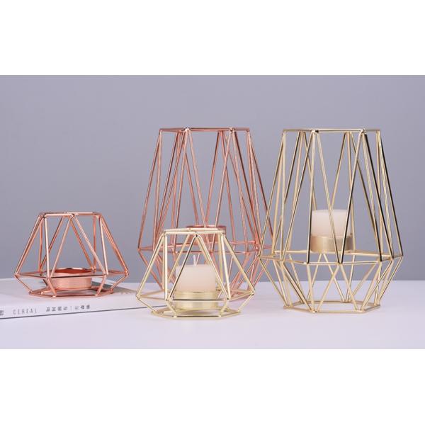 Simple Iron geometric Candle Holder Wedding Home Gem Candle stand Craft