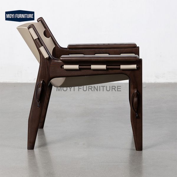 Hotel Modern Chair with Arms Leather Upholstered Wooden Frame Single Accent Chair Luxury Lounge Seating Living Room