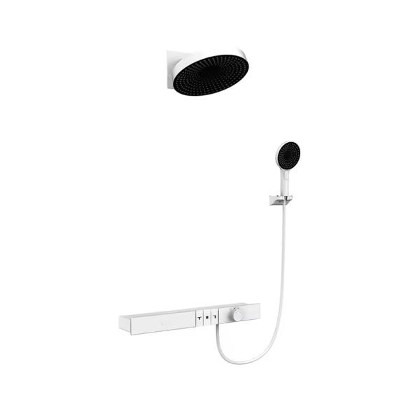 Round Head Shower Faucet Set with Exposed Feature With Slide Bar Function Hot Cold Water