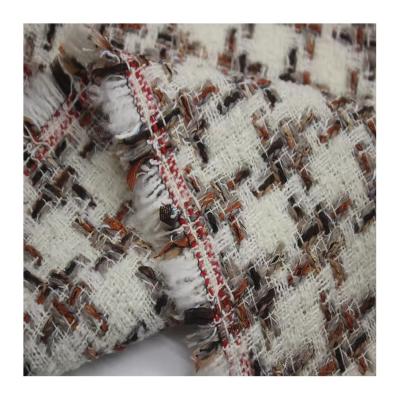 Stock Luxury Yarn Dyed Worsted with Wool Tweed Fabric for Autumn and Winter Dresses Women's Coat Clothing Jack