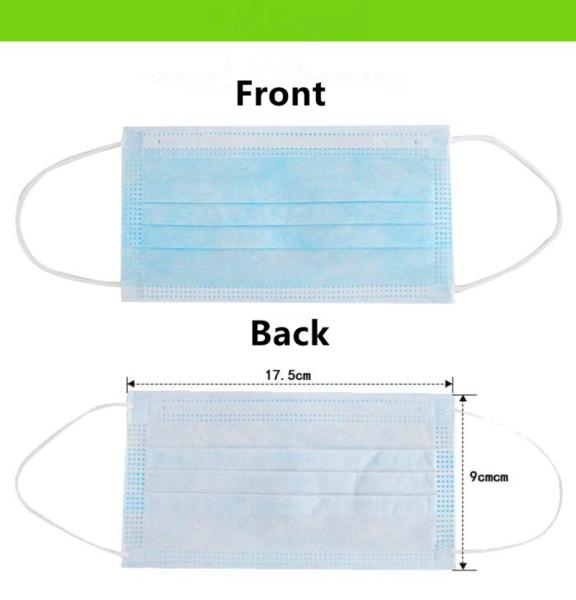 Medical use 3 Ply Non-woven Disposable Face Mask blue color 20pcs per box with FDA and CE