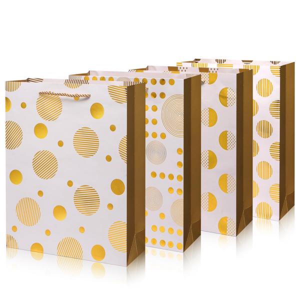 Custom Color Accepted Gold Foil Logo Gift Craft Shopping Paper Hand Bag With Handle