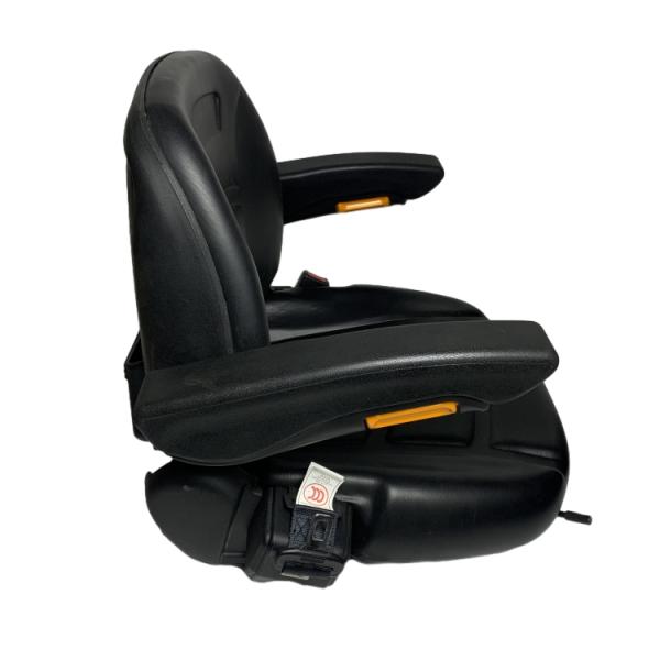 Black PU Leather Forklift Seat with Micro Switch Armrests and 1 Year Warranty