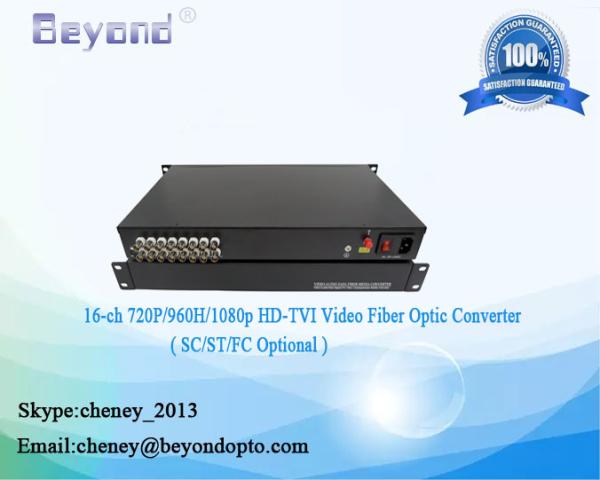 16-ch HD-TVI video to fiber converter,for 2-Mp/4-MP 1080P/960H/720P HD-TVI coaxial cameras