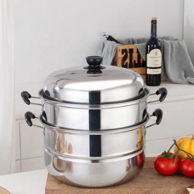 Best Selling Customized Logo 3 Layer induction 10-inch Stainless Steel Steamer Pot with Anti-Heat Handle