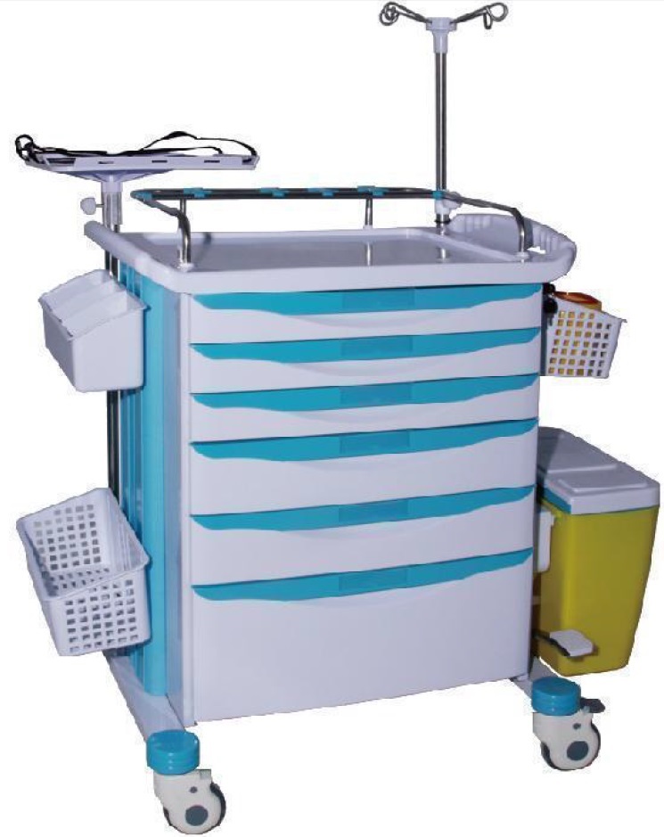 Medical Trolley Cart  Medical Supply  emergency cart ABS emergency trolley  emergency crash cart