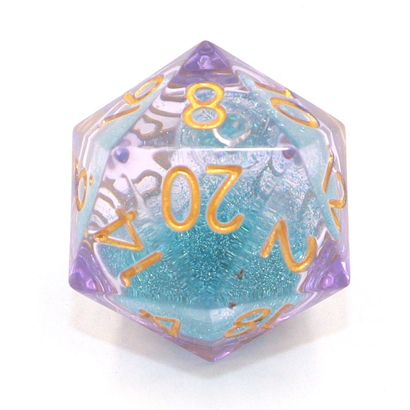 Customizable Color and Logo Resin Dice Set with Polyhedron Design for DND and Tabletop RPG Games