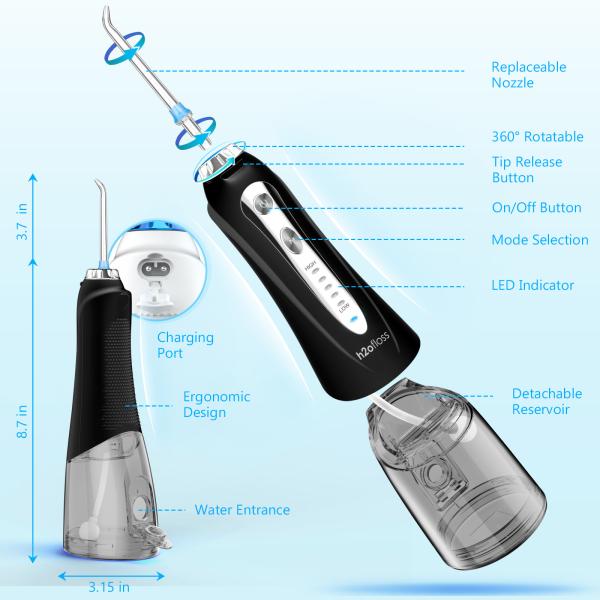 IPX7 Waterproof Rechargeable Water Pick Electric Teeth Cleaning Dental Oral Irrigator