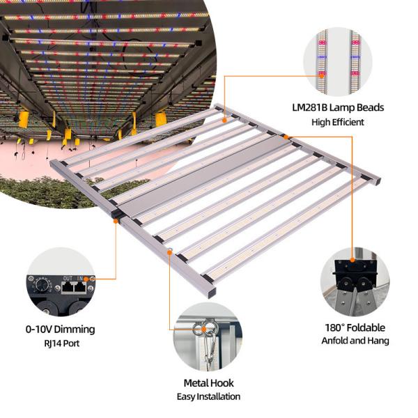 ANDY Full Spectrum 8 Bar 4x4 800W Led Grow Light Hydroponique Dimmable SAMSUNG LM301H EVO LM281B pour la fleur de tomate au piment