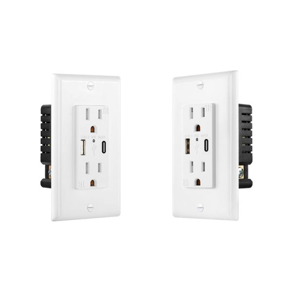 15A USB Wall Outlet with 5.0A Fast Charging, Tamper Resistant Design and IntelliChip Technology