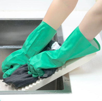 Industrial 22mil Unflocked Green Nitrile Glove Pesticides Cleaning Work