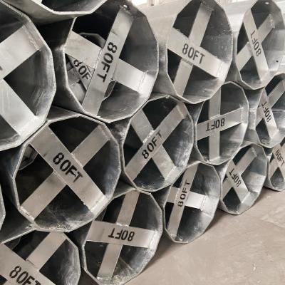 80FT Dodecagonal Metal Transmission Steel Pole For 69KV Power Line