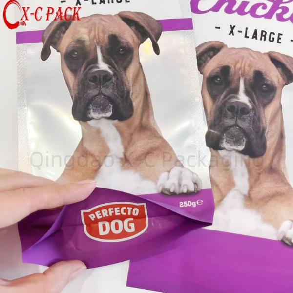 250g Custom Printed Pet Food Packaging Bag Factory Wholesale Price Recyclable Eight-Side Sealing Dog Food Packaging Bag
