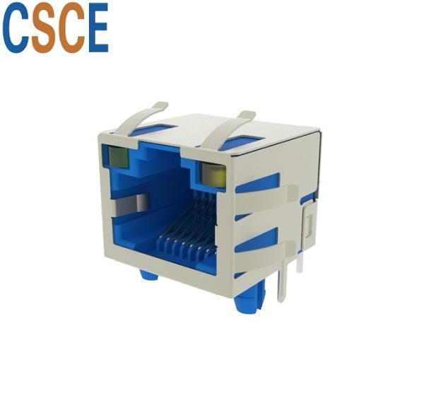 100 Base 8 Pin RJ45 Ethernet Jack , RJ45 LED Connector Current Rating 1.5A