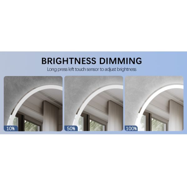 Front Lighted And Backlit Wall Mounted Round Silver Bathroom Mirror With Touch Screen