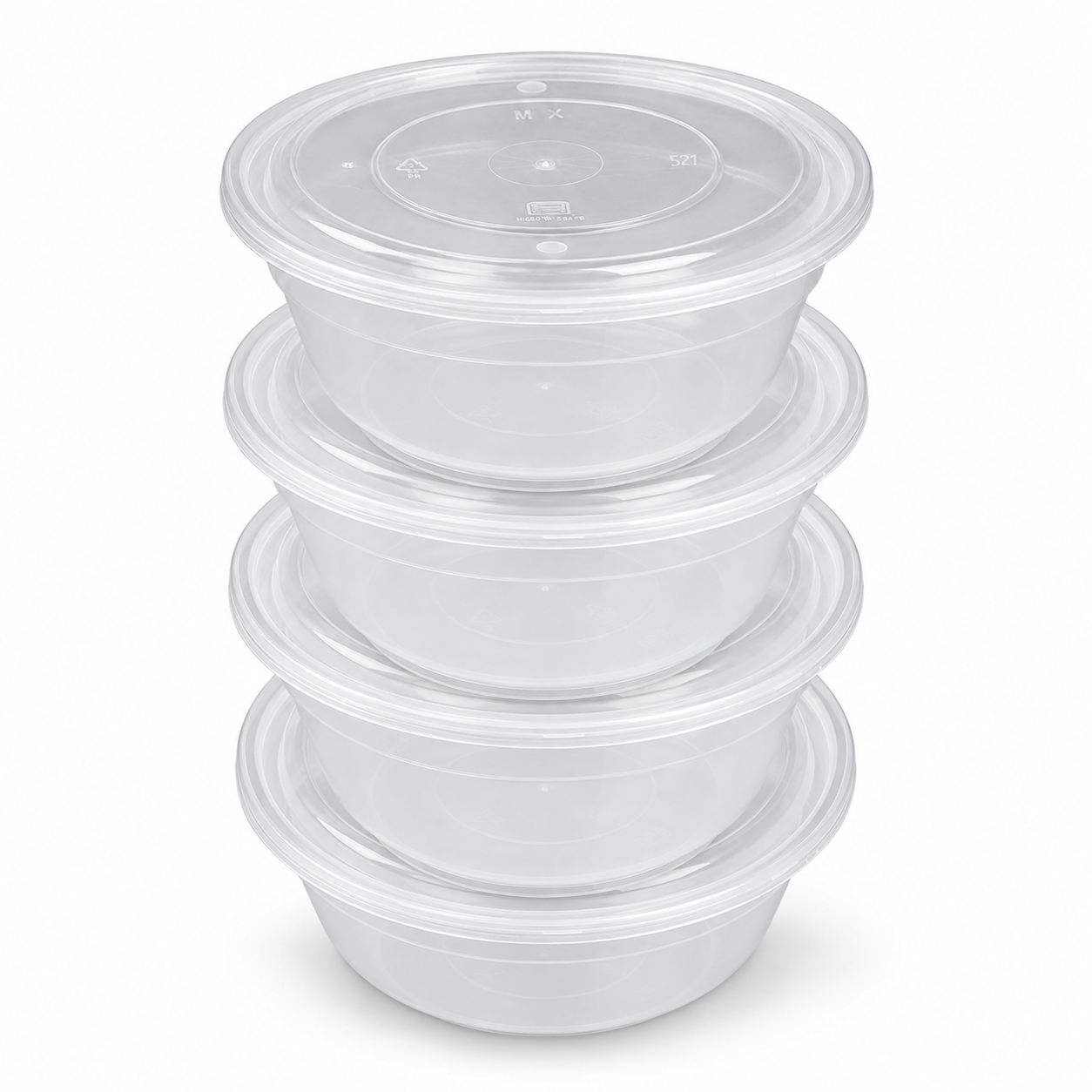 Transparent Lids PP Disposable Soup Bowls Clear Round 1200ml for Food Display