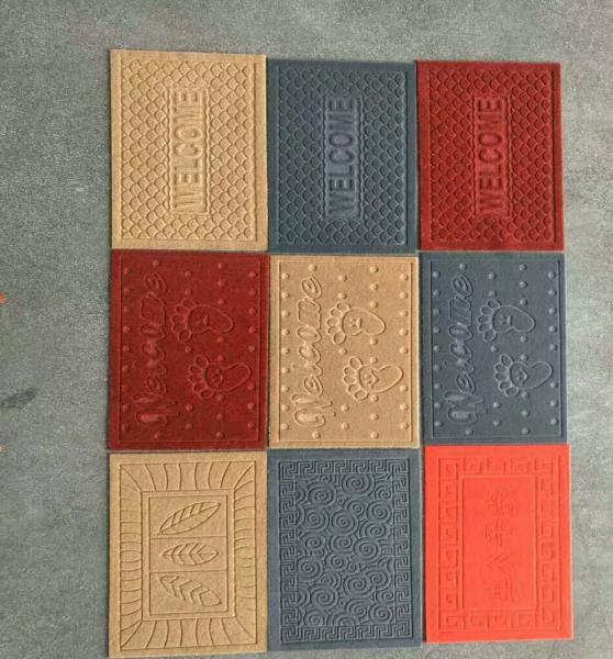Polyester Embossed Flat Door Mat , Personalized Door Mats PVC Backing