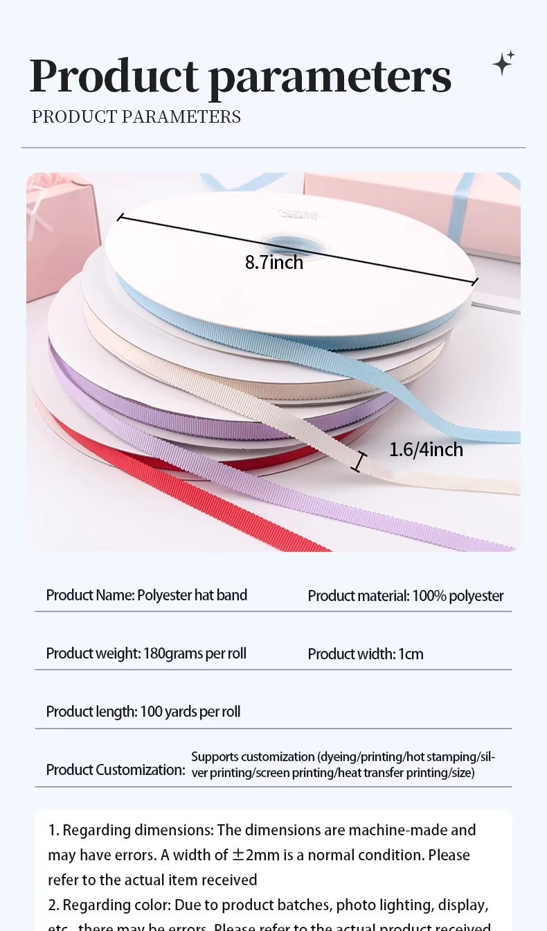 2026 Factory 196 Color 3/8Inch Petersham Ribbon Printed Ribbon Wholesale Hat Decoration Packing
