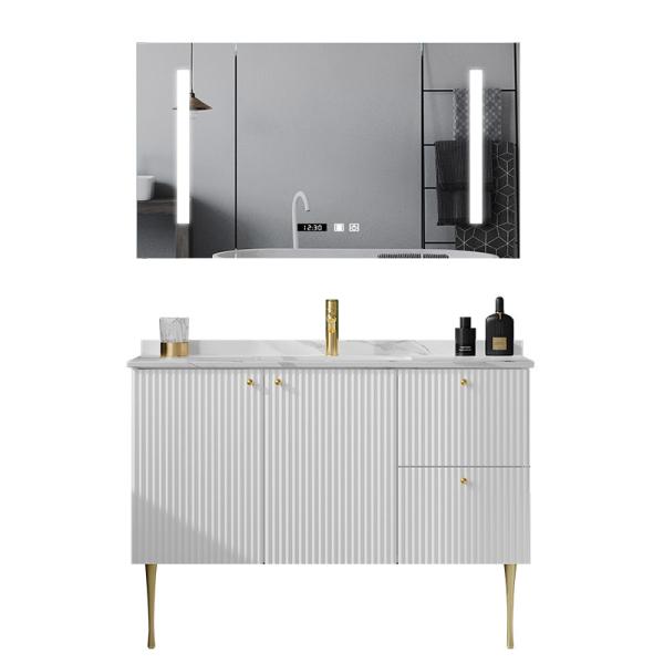 Width 23.6in 47.2in Solid Wood Bathroom Cabinets Mirrored Waterproof