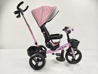 Triciclo infantil rojo de 3 ruedas con manillar de acero y asiento de plástico