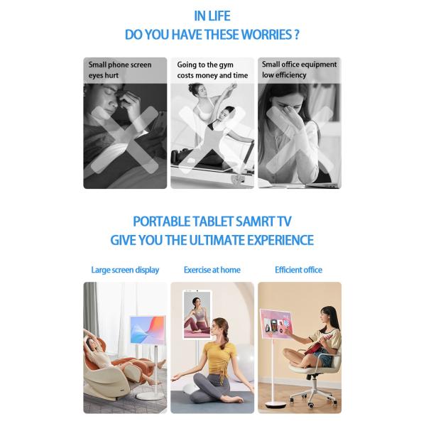 32 Inch Rollable Android Portable TV Tablet with Smart Touch Screen Stand By Me TV