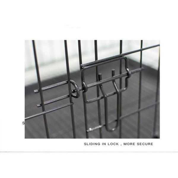 Stainless Steel Foldable Pet Cage Collapsible Metal Pet Crate With Removable Tray
