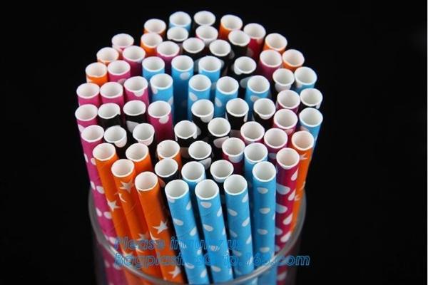 Polca amigável biodegradável Dot Striped Paper Straw da louça de Eco/palha papel de embalagem