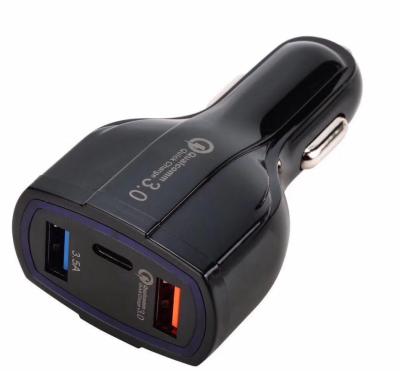 3 Port USB QC 3.0  Type C Fast Car Charger Adapter 7.1A 38g 35W