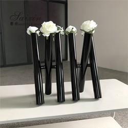 Vaso de decoração de casamento para casa Flor de rosa 3 pcs Vidro cilíndrico claro 47cm