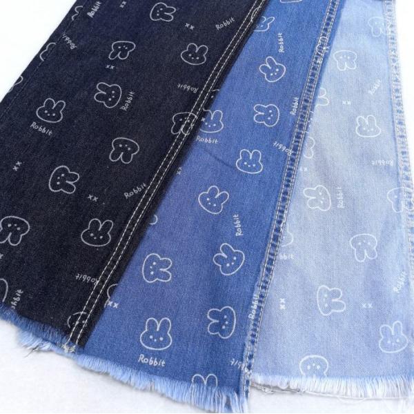 Kids Jeans Jacket Shirt Printed Fabric Lovely Rabbit 6oz Denim