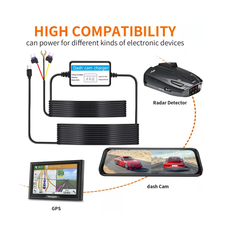 Dash Cam Smart Hardwire Kit Step Down Cable With 24 Hour Parking Monitoring Low Voltage Protection