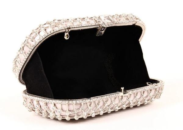 Pink Trendy Luxury Rhinestone Evening Bags , Metal Stone Diamond Clutch Bag