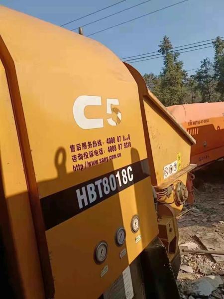 Diesel Used Concrete Trailer Pump Sany HBT8018C 180kw Rated Power