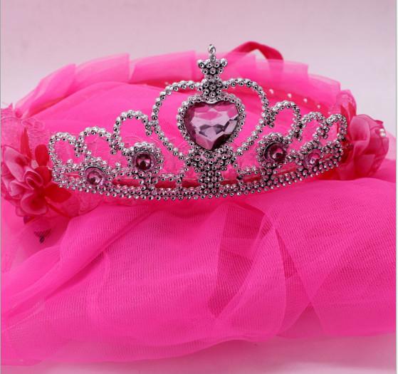 Children's crown veil, girls head flower veil headband, wedding princess wreath, wedding photography floor headdress hai