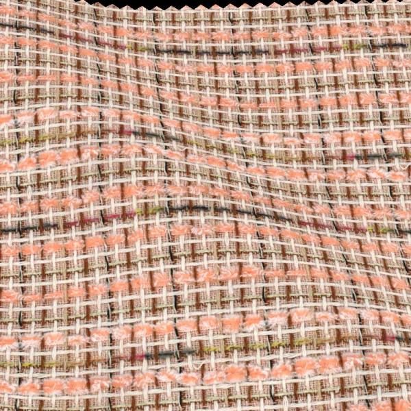 100% Polyester linen tweed fabric Colorful Rough Checks Faux Wool Tweed Fabric Black