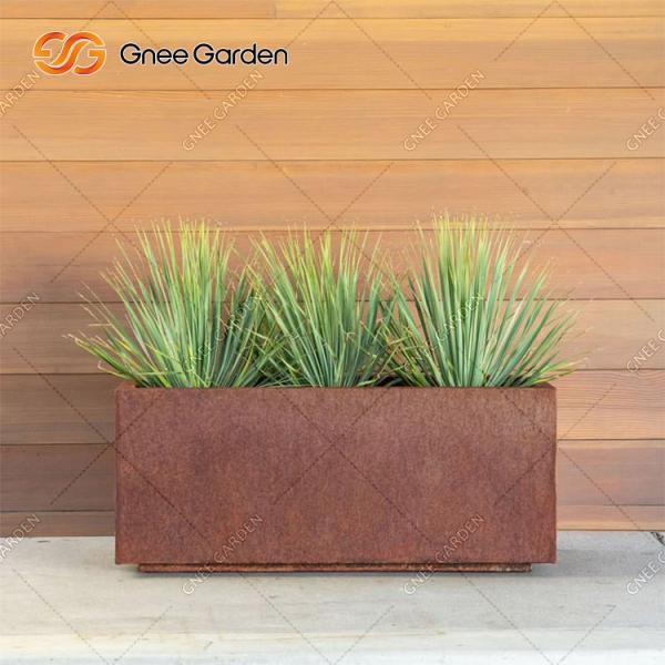 Solid Wood Composite Timber Metal Stand Flower Pot Holder Corten Steel Planter